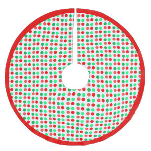 Grüne und rote Polka Punkte auf weißem Hintergrund Polyester Weihnachtsbaumdecke