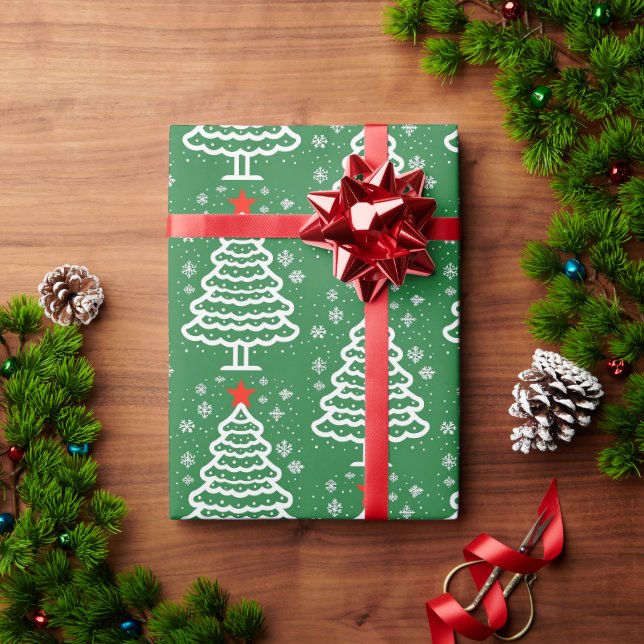 Grüne und rote Weihnachten Geschenkpapier (Feiertagsgeschenk)