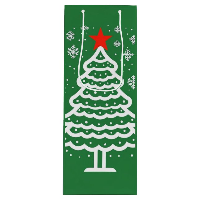 Grüne und rote Weihnachten Geschenktüte Für Weinflaschen (Vorderseite)