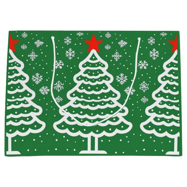 Grüne und rote Weihnachten Große Geschenktüte (Vorderseite)