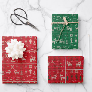 Grüne und rote Weihnachts-Verpackungspapier mit hä Geschenkpapier Set
