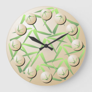 Grüne und Sahnebambusblatt-Wanduhr Große Wanduhr