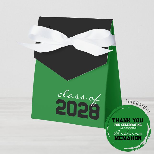 Grüne und schwarze Abschluss - Gefälligkeitsboxen Geschenkschachtel (Green and Black Graduation Class of Any Year Favor Gift Boxes)