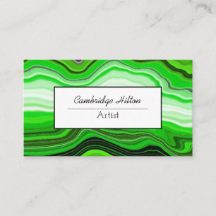 Grüne und schwarze abstrakte Fluid Art   Visitenkarte