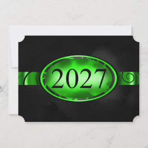 Grüne und schwarze florale Knopf 2027 Karte