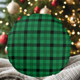 Grüne und schwarze, gemütliche Plaia Rundes Kissen