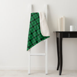 Grüne und schwarze, gemütliche Plaia Sherpadecke