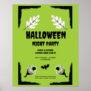 Grüne und schwarze Halloween-Party, Halloween-Part Poster