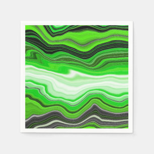 Grüne und schwarze Marmor wie gestreifte Fluid Art Serviette