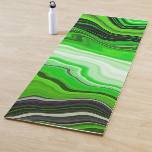 Grüne und schwarze Marmor wie gestreifte Fluid Art Yogamatte