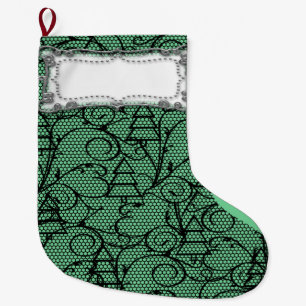 Grüne und schwarze Spitzen-Weihnachtsstrumpf oder Großer Weihnachtsstrumpf