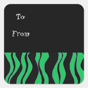 Grüne und schwarze Zebradruck-Geschenkanhänger Quadratischer Aufkleber