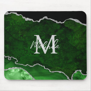Grüne und silberne Marmor-Achat Mousepad