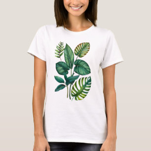 Grüne und Türkisgrüne Palm Monstera Tropische Blät T-Shirt