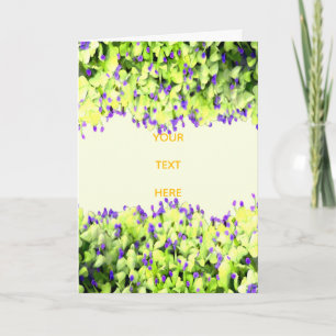 grüne und violette Blüten Karte