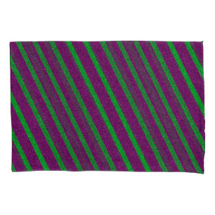 Grüne und violette Streifen Glitter Kissenbezug