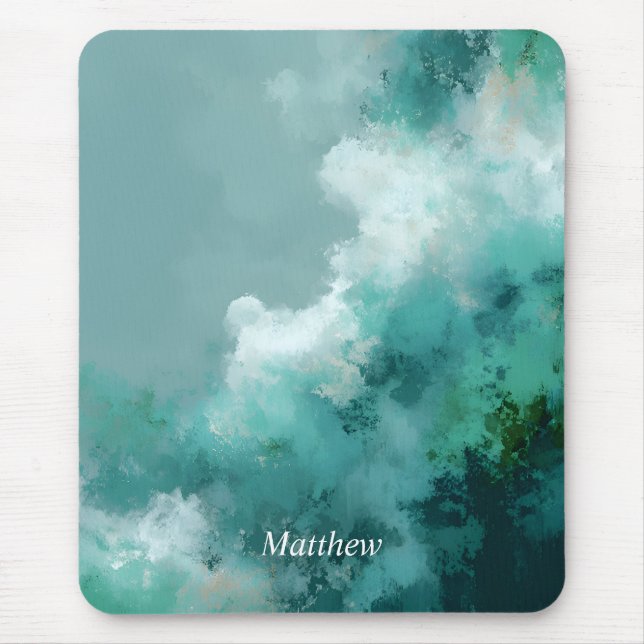 Grüne und weiße abstrakte Malerei  Mousepad (Vorne)