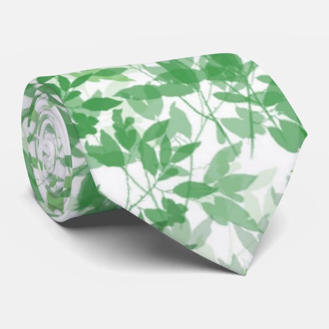 Grüne und weiße Blätter Neckties Neck Tie Krawatte (Gerollt)