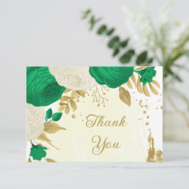 Grüne und weiße Blume, botanische Hochzeit Dankeskarte