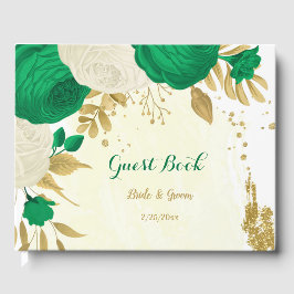 Grüne und weiße Blume, botanische Hochzeit Gästebuch
