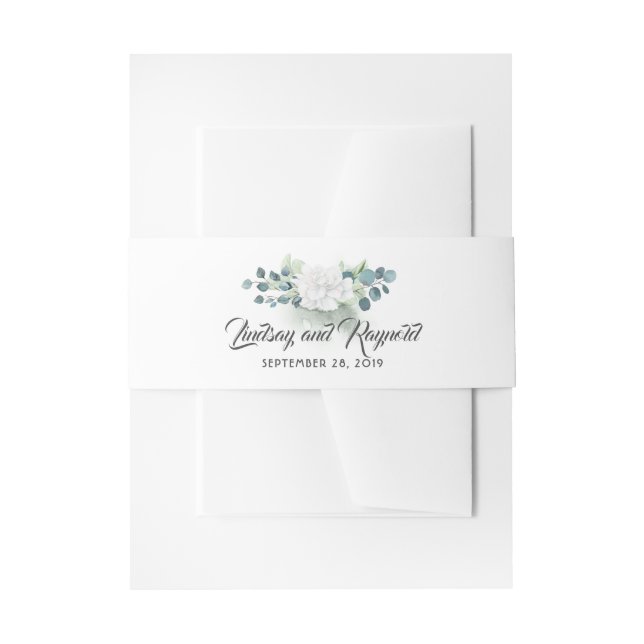 Grüne und weiße Blume Hochzeit Einladungsbanderole (Vorderseite Beispiel)