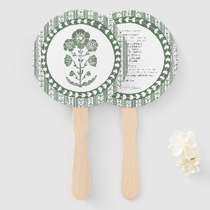 Grüne und weiße botanische Blockdruck-Hochzeit Fächer