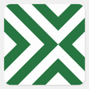 Grüne und weiße Chevronen Quadratischer Aufkleber