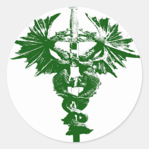 Grüne und Weiße Drachen Runder Aufkleber