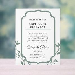 Grüne und weiße elegante Hochzeit Acrylschild