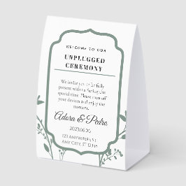 Grüne und weiße elegante Hochzeitspapier-Tischkart Tischaufsteller