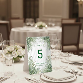 Grüne und weiße elegante Tisch-Tent-Karte für Hoch Tischaufsteller