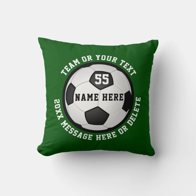 Grüne und weiße Fußball Senior Night Gift Ideen Kissen (Vorderseite)