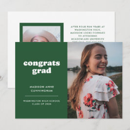 Grüne und weiße Glückwünsche Grad Zwei Foto Abschl Ankündigung