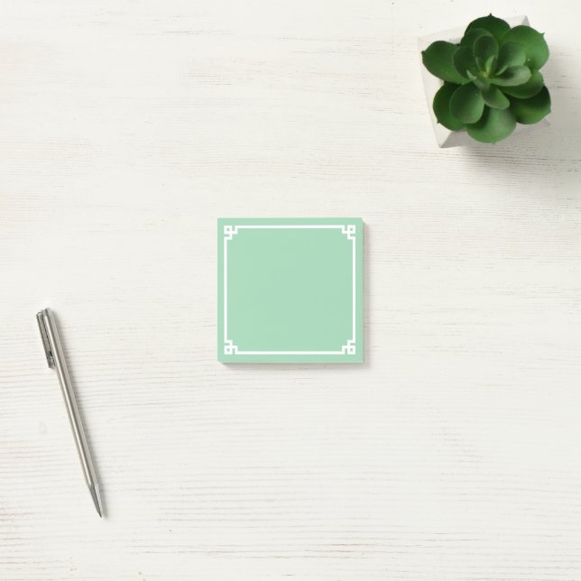 Grüne und weiße griechische Schlüsselgrenze für da Post-it Klebezettel (Büro)