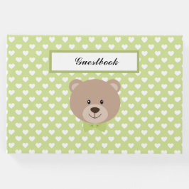 GRÜNE UND WEISSE HERZEN MIT TEDDY-BAR GÄSTEBUCH