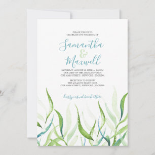 Grüne und weiße Hochzeit mit botanischer Wasserfar