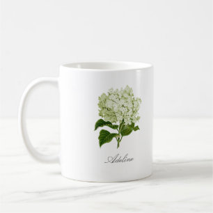Grüne und weiße Hortensienblüte und benutzerdefini Kaffeetasse