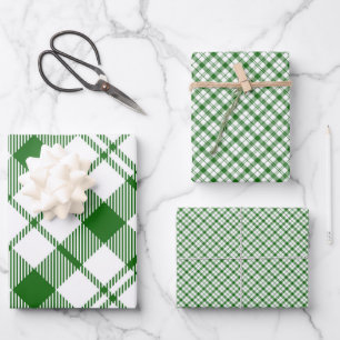 Grüne und weiße karierte Geschenkpapierbögen Geschenkpapier Set