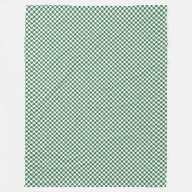 Grüne und weiße karierte Gingham-Plüschdecke Fleecedecke (Vorderseite)