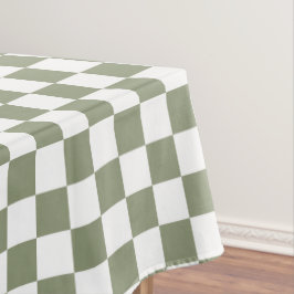 Grüne und weiße, karierte Karo-Baumwolle Tischdecke