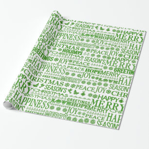 Grüne und weiße mehrsprachige frohe Weihnachten Geschenkpapier