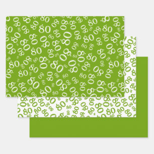 Grüne und weiße Nummer Muster 80 Geschenkpapier Set