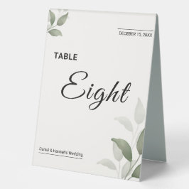 Grüne und Weiße Organische Minimalistische Hochzei Tischaufsteller