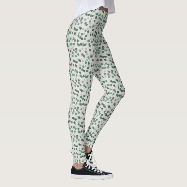 grüne und weiße Punkte Leggings (Rechts)