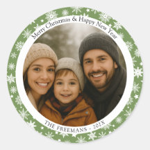 Grüne und weiße Schneeflocken Urlaubsfoto
