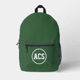 Grüne und weiße Schulfarben und Buchstaben Bedruckter Rucksack
