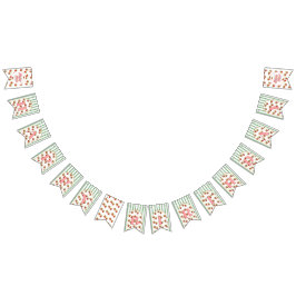 Grüne und weiße Streifen Strawberry Happy Birthday Wimpelkette