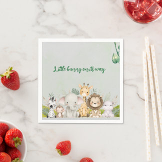 Grüne und weiße Wasserfarben Babydusche Serviette