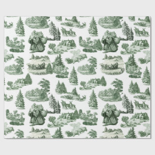 Grüne und weiße Weihnachts-Toile-Ästhetik Geschenkpapier