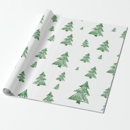 Grüne und weiße Weihnachtsbaumdrucke Geschenkpapier